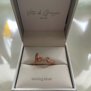 Rose gold plated sterling silver ring